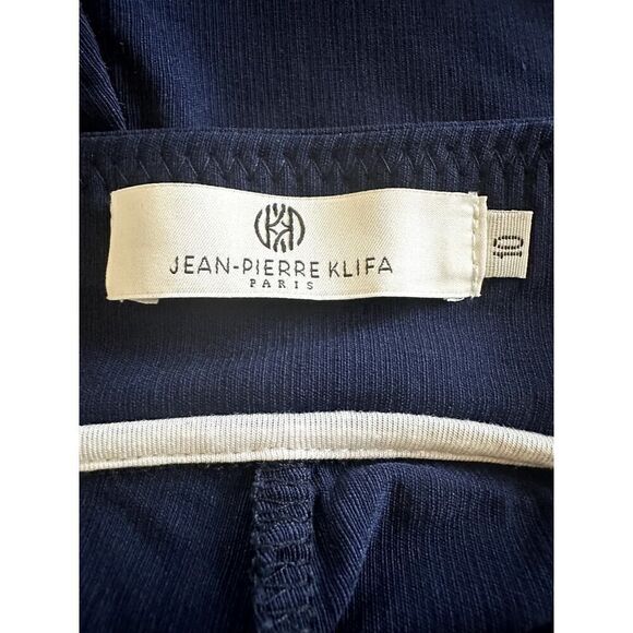 JEAN-PIERRE KLIFA Women's High Waist Straight Leg Cropped Trousers Blue Size 10 - Picture 2 of 10